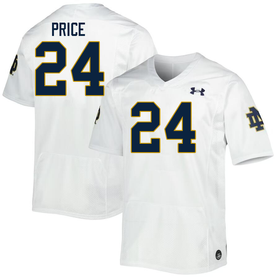 Men #24 Jadarian Price Notre Dame Fighting Irish College Football Jerseys Stitched Sale-White - Click Image to Close